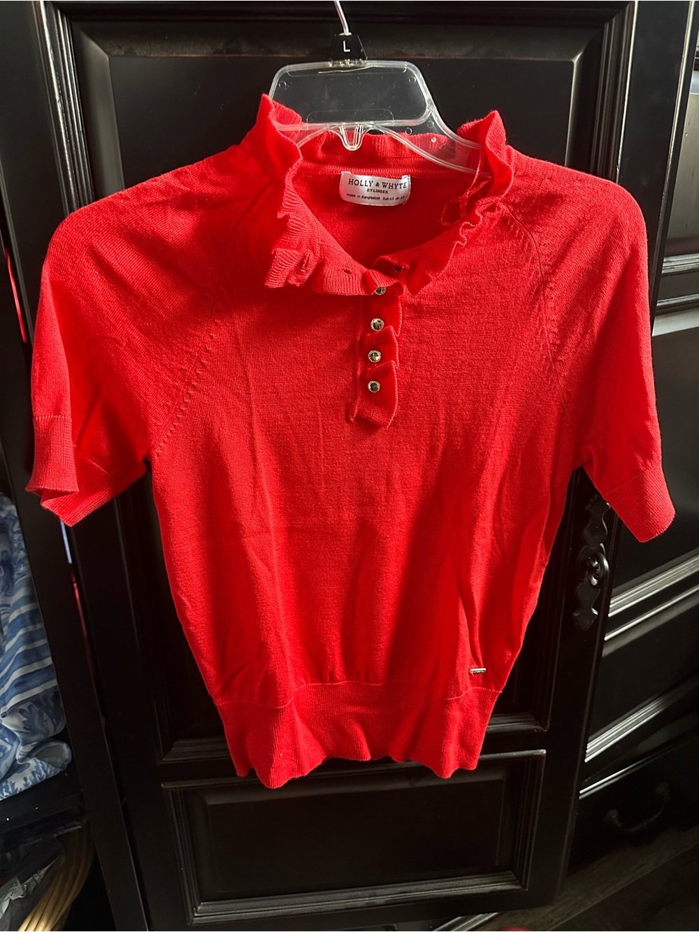 Holly & Whyte by Lindex Red ruffle short sleeve sweater size XS